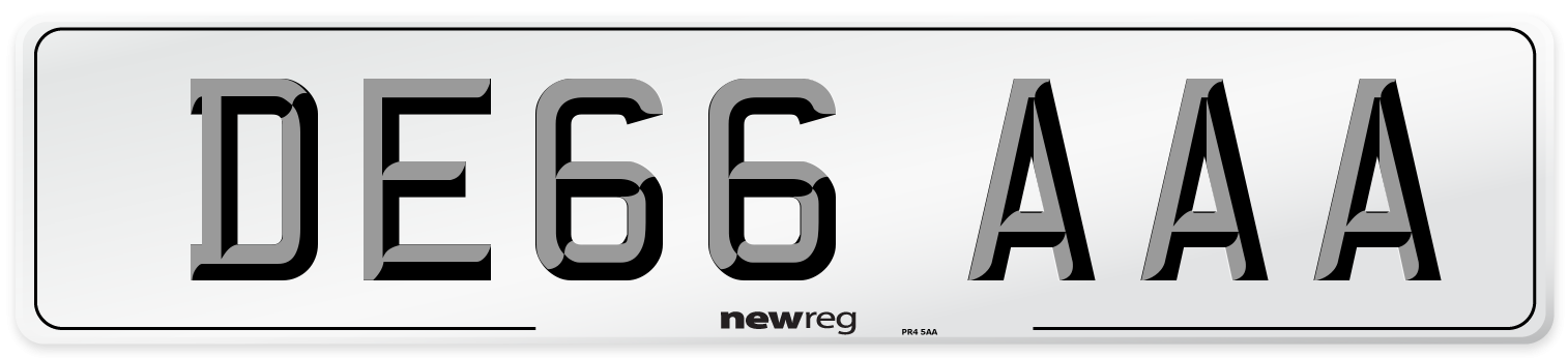DE66 AAA Number Plate from New Reg
